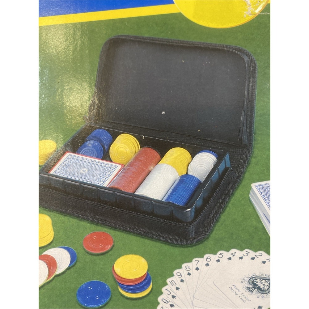 Vtg Excite Travel Texas Hold'Em Poker Set 200 Chips & Travel Case New 90s Y2K - Picture 5 of 16